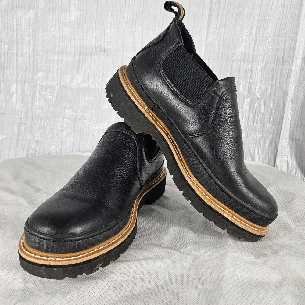Chinook Workhorse Romeo Mens 8 Wide Slip-On Boots Black Leather Ultra Grip Shoes